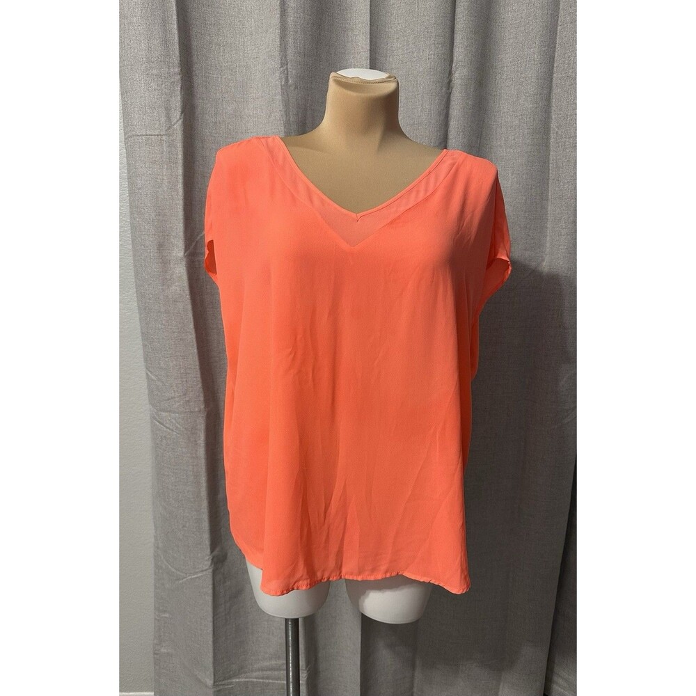 Torrid 2 Loose Fit Deep Coral Blouse Semi Sheer